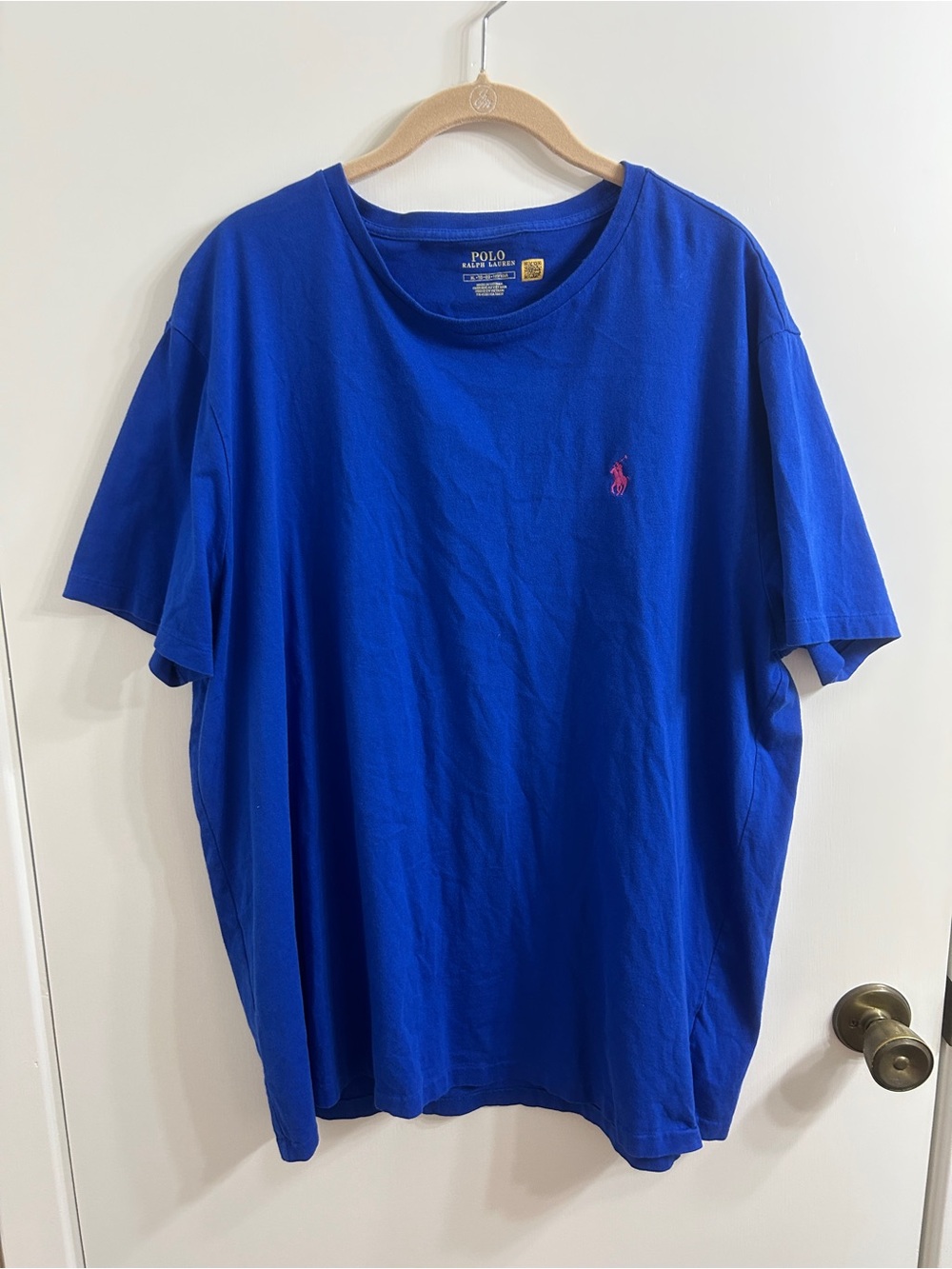 Polo by Ralph Lauren Short Sleeve Crew Tee - Cobalt Blue with Pink Logo